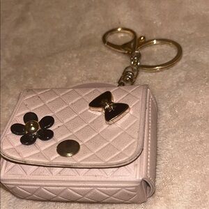 Chic Pink Quilted Keychain for earbuds or AirPods 2 or 3 generation